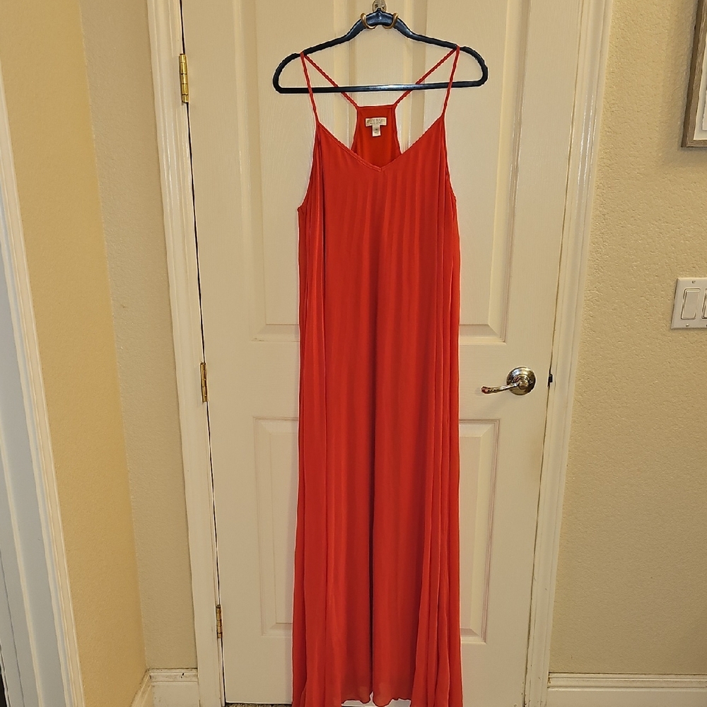 Bisou Bisou Vibrant Coral Orange Slip Dress